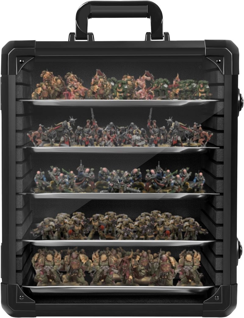 WELIDAY Miniatures Storage Case Miniatures Transport Case Aluminum Alloy Frame with Lock (Medium Size) - Image 1